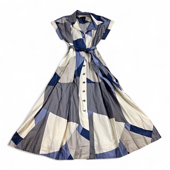 Donna Karan Dresses & Skirts - Donna Karan 1950s-Inspired Geometric Shirt Dress Midi Sz 6